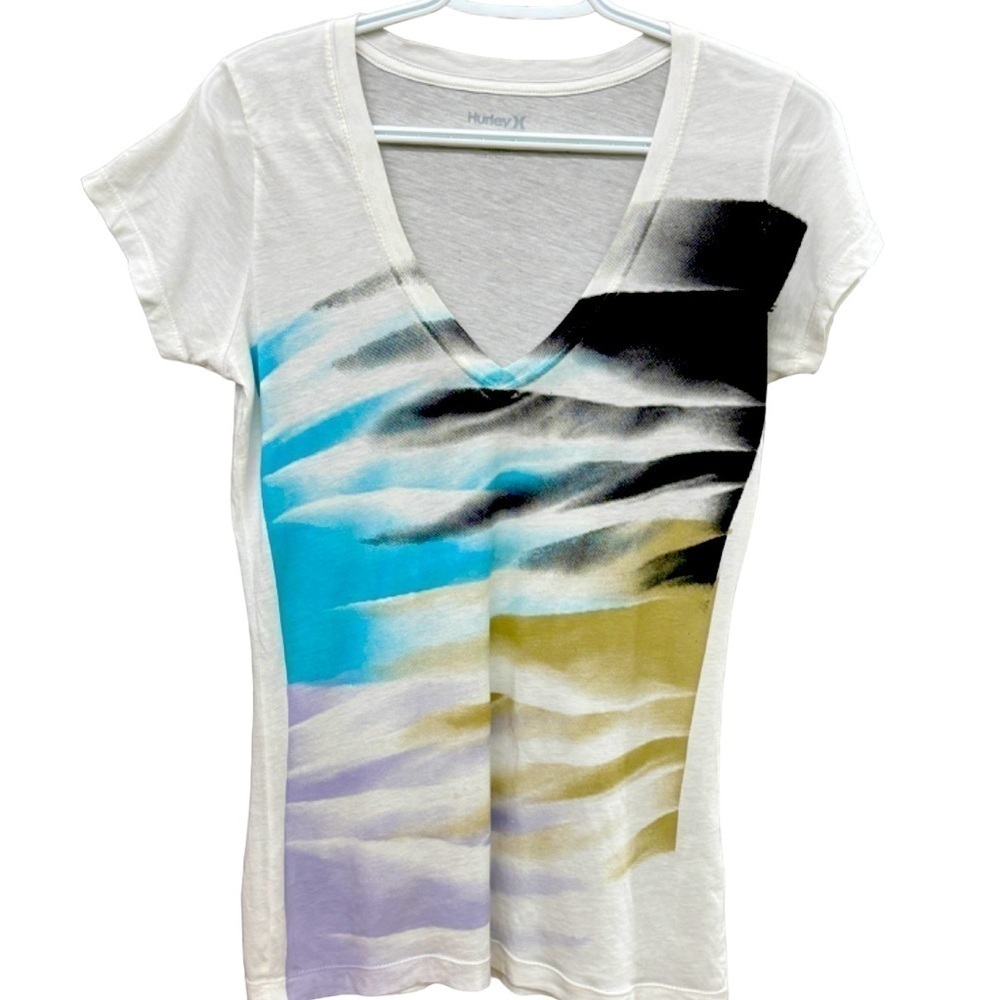 Hurley Women’s T-shirt TieDye Beach Art look Size M